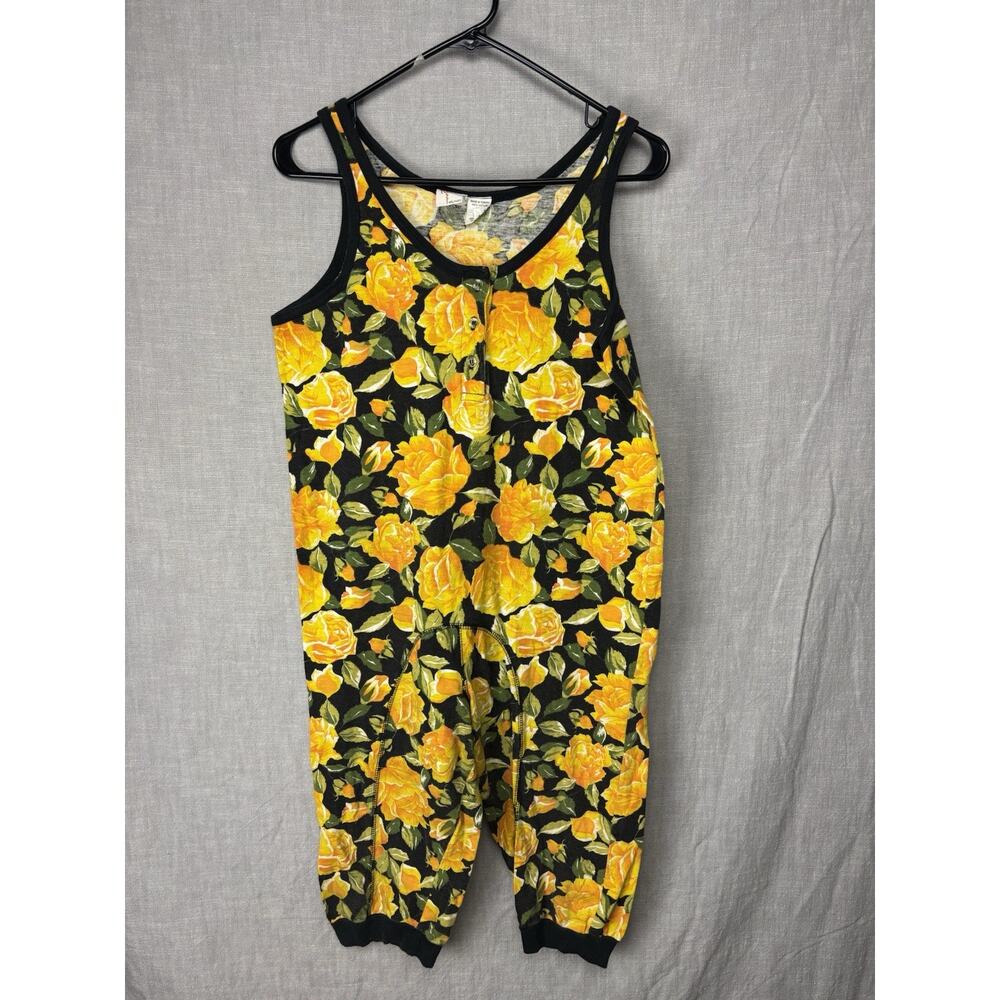Vintage 80s Radishes & Roses Adult Women's 100% Cotton Yellow Roses Pajamas